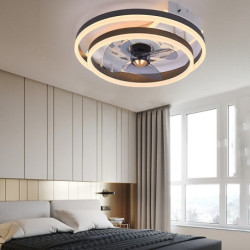 Loftlampe med lys flush-mount lavprofil indendørs Loftlampe, 19,5″ dæmpbare bladeløse Loftlampe med fjernbetjening, smarte 3 far