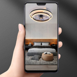 Loftlampe med lys flush-mount lavprofil indendørs Loftlampe, 19,5″ dæmpbare bladeløse Loftlampe med fjernbetjening, smarte 3 far