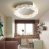 Loftlampe med lys flush-mount lavprofil indendørs Loftlampe, 19,5″ dæmpbare bladeløse Loftlampe med fjernbetjening, smarte 3 far