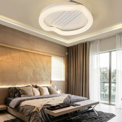 Loftlampe med lys flush-mount lavprofil indendørs Loftlampe, 19,5″ dæmpbare bladeløse Loftlampe med fjernbetjening, smarte 3 far