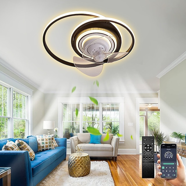 loft ventilator med lys cirkel design app & fjernbetjening 50cm dæmpbar 6 vindhastigheder moderne loftventilator til soveværelse