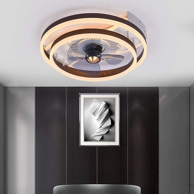 Loftlampe med lys med fjernbetjeningsringdesign 19,5″ lavprofil indendørs Loftlampe med lav profil, smart 3 farver 6 hastigheder