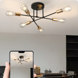 led loftslampe 6 hoveder 70cm sputnik design lysekrone metal kunstnerisk stil sputnik industrimalet finish kunstnerisk nordisk s