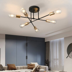 led loftslampe 6 hoveder 70cm sputnik design lysekrone metal kunstnerisk stil sputnik industrimalet finish kunstnerisk nordisk s