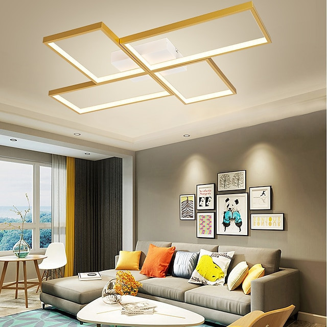 led loftslampe 80cm geometriske former 4-lys indbygningslys akryl metal moderne moderne malede finish stue lys dæmpbar med fjern