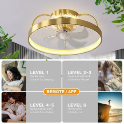 loftventilator med lysdæmpbart cirkeldesign krystal 50cm 6 vindhastigheder moderne Loftlampe til soveværelse, stue app & fjernbe