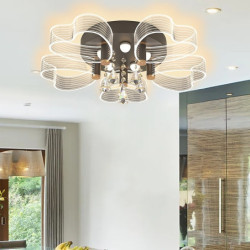 led loftslampe forsænket loftslampe 60cm krystal lysekroner til stuen, kan kun dæmpes med fjernbetjening