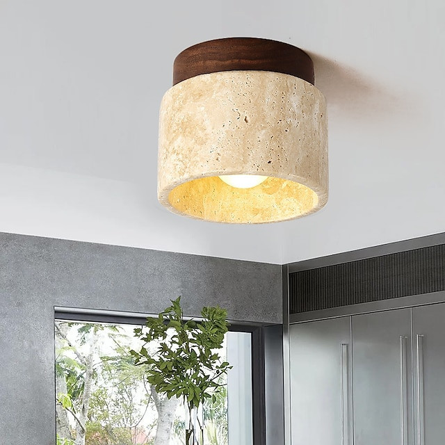 led loftslampe 12cm geometriske former indbygningslys keramisk træ kunstnerisk stil formel stil loftslampe til korridor varm hvi