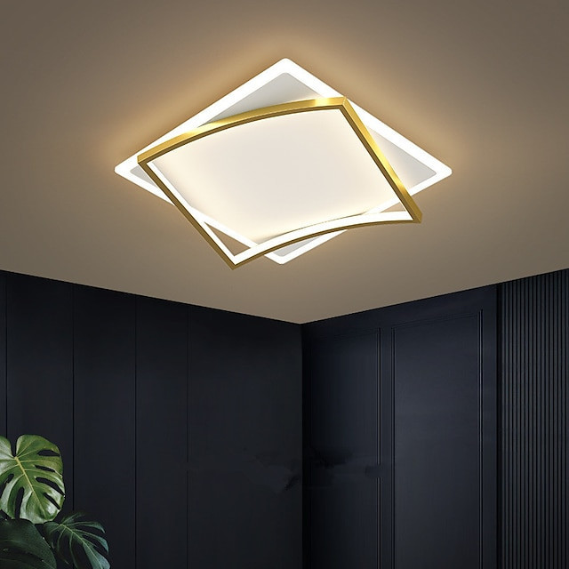 LED loftslampe firkantet design sort guld inkluderer dæmpbar version 45/55/65cm geometriske former indfældningslys aluminium kun