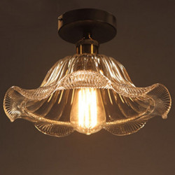 semi flush monteret loftslampe, moderne lysarmatur med skærm med frø i glas, olie gnidet bronze finish til entre korridor køkken
