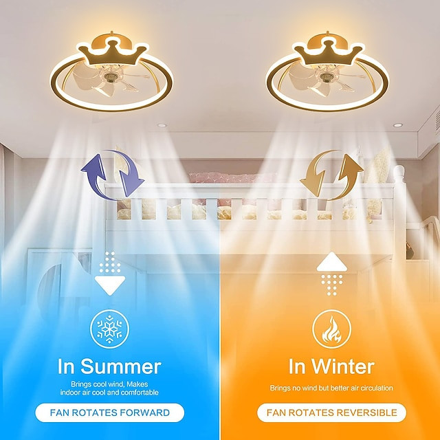 loft ventilator med lys cirkel design app & fjernbetjening 50cm dæmpbar 6 vindhastigheder moderne Loftlampe til soveværelse, stu