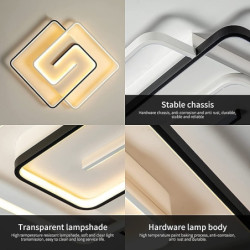 led loftslampe sort firkantet fjernbetjening 19,5″ sort firkantet loftslampe dæmpbar stuelampe moderne køkken gang soveværelse