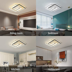led loftslampe sort firkantet fjernbetjening 19,5″ sort firkantet loftslampe dæmpbar stuelampe moderne køkken gang soveværelse