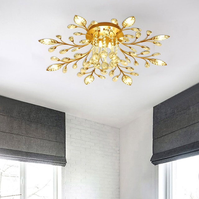 led loftslampe rustfrit stål indbygningsloftslampe 75cm 5-lys sputnik design Loftlampe krystal lysekroner til stuen kan kun dæmp