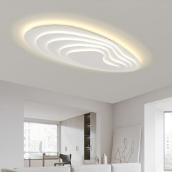 moderne loftslampe dæmpbar med fjernbetjening kontral 56cm planmonteret loftslampe akryl lampeskærm lysekrone soveværelse stue s