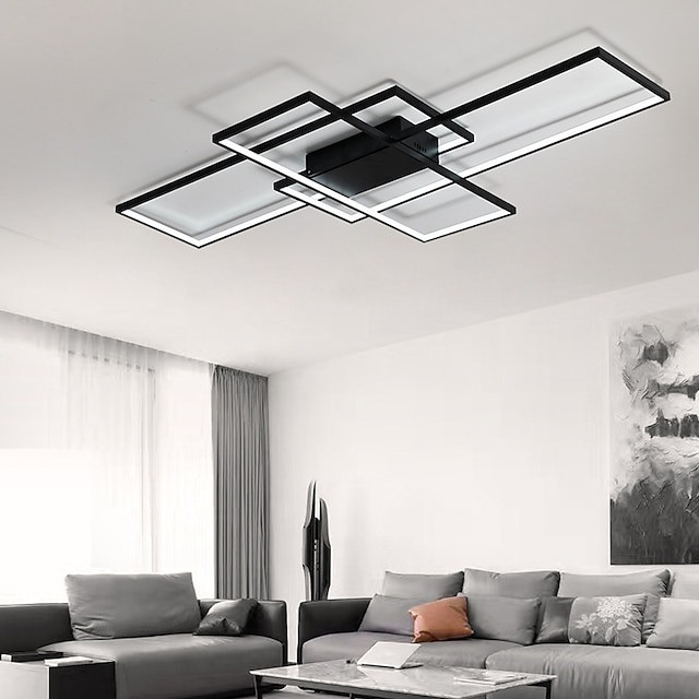 led loftslampe firkantet lineært design 90cm indbygningslys aluminium moderne moderne malede finish stue lys kun dæmpbar med fje
