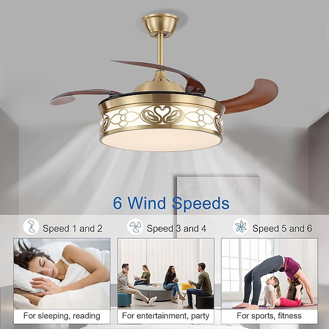 Loftlampe med lys cirkel design app & fjernbetjening krystal 50cm dæmpbar 6 vindhastigheder moderne Loftlampe til soveværelse, s