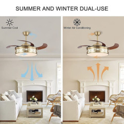 Loftlampe med lys cirkel design app & fjernbetjening krystal 50cm dæmpbar 6 vindhastigheder moderne Loftlampe til soveværelse, s