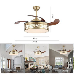 Loftlampe med lys cirkel design app & fjernbetjening krystal 50cm dæmpbar 6 vindhastigheder moderne Loftlampe til soveværelse, s