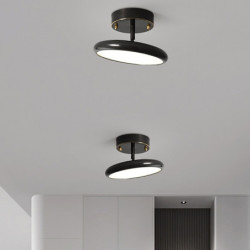 moderne led semi-flush mount loftslampe, 12 cm 3-farve lysskiftende sort/guld loftslampe, kobber loftslysekrone, boligindretning