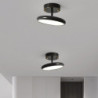 moderne led semi-flush mount loftslampe, 12 cm 3-farve lysskiftende sort/guld loftslampe, kobber loftslysekrone, boligindretning