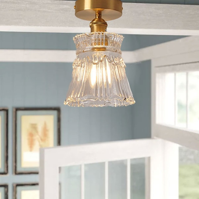 semi flush mount loftlampe lys kobber 12cm glas skærm lampe loft lys armatur belysning