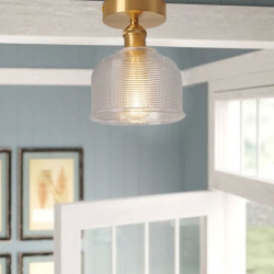 semi flush mount loftlampe lys kobber 12cm glas skærm lampe loft lys armatur belysning