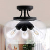 loftslampe moderne industrielt klart glas skærm 3 pærer mat sort semi flush mount loftlampe armatur til køkkenø spisebord entre