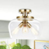 loftslampe moderne industrielt klart glas skærm 3 pærer mat sort semi flush mount loftlampe armatur til køkkenø spisebord entre