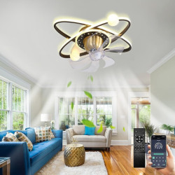 Loftlampe med lys dæmpbart cirkeldesign krystal 57cm 6 vindhastigheder moderne Loftlampe til soveværelse, stue app & fjernbetjen