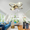 Loftlampe med lys dæmpbart cirkeldesign krystal 57cm 6 vindhastigheder moderne Loftlampe til soveværelse, stue app & fjernbetjen