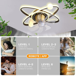 Loftlampe med lys dæmpbart cirkeldesign krystal 57cm 6 vindhastigheder moderne Loftlampe til soveværelse, stue app & fjernbetjen