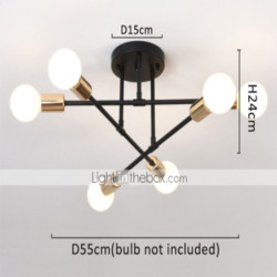 6 hoveder 55cm led loftslampe nordisk stil lysekrone sputnik design metal kunstnerisk stil industriel malet finish køkken sovevæ