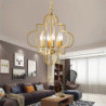stuehus stearinlys lysekrone guld 6-lys 42cm til stue, rustik industriel loftslampe, vintage lofthængende lampe til soveværelse