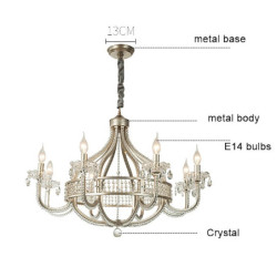 moderne klar krystal lysekrone justerbar 1/6/8 lys krystal glas flush mount hængende loft pendel lampe klassisk stearinlys stil