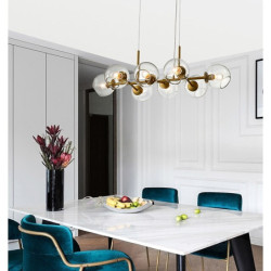 led pendellamp ø lys sort bronze kobber moderne nordisk spisestue soveværelse lysekrone minimalistisk stue magisk bønne glas mol