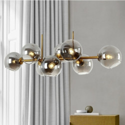 led pendellamp ø lys sort bronze kobber moderne nordisk spisestue soveværelse lysekrone minimalistisk stue magisk bønne glas mol