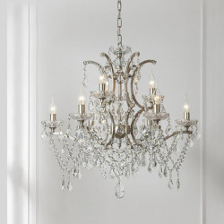 krom sølv stor lysekrone belysning 43/61/68 cm bred klar krystal lagdelt 12-lys armatur til spisestue hus foyer entré køkken sov