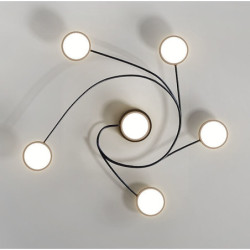 moderne semi flush mount loftslampe cirkulær akryl 4/6 hoveder led loftslampe nordisk grå sputnik lysarmatur med træ dekoration