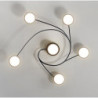 moderne semi flush mount loftslampe cirkulær akryl 4/6 hoveder led loftslampe nordisk grå sputnik lysarmatur med træ dekoration