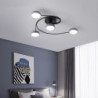 moderne semi flush mount loftslampe cirkulær akryl 4/6 hoveder led loftslampe nordisk grå sputnik lysarmatur med træ dekoration