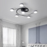 moderne semi flush mount loftslampe cirkulær akryl 4/6 hoveder led loftslampe nordisk grå sputnik lysarmatur med træ dekoration