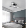 moderne semi flush mount loftslampe cirkulær akryl 4/6 hoveder led loftslampe nordisk grå sputnik lysarmatur med træ dekoration